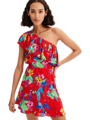 Desigual Mini Καλοκαιρινό Καθημερινό Φόρεμα Κόκκινο 23SWVW83-3090