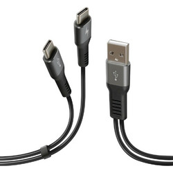 ΚΑΛΩΔΙΟ ΦΟΡΤΙΣΗΣ ΚΑΙ ΣΥΓΧΡΟΝΙΣΜΟΥ 100cm 480 MB/S 3000mA ΜΕ 2 USB TYPE C (FAST CHARGE) L3869.9/T