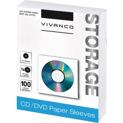 VIVANCO ΧΑΡΤΙΝΕΣ ΘΗΚΕΣ CD 100pcs white