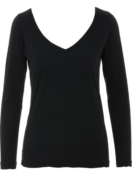 CROSSLEY W DEEP NECK LS T-SHIRT - BOUS-900 BLACK