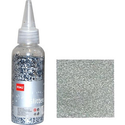 Glitter σκόνη 1/64'' σε μπουκάλι ασημί 40γρ. (Σετ 1τεμ)