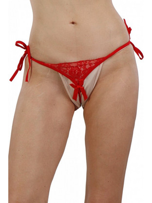 Open lace thong Red