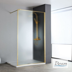 Devon Iwis Walk-In Διαχωριστικό Ντουζιέρας 66-68 εκ. H.200 Fluted Clean AISI304 Gold Brushed