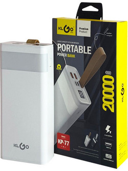 KLGO Kp-77 Power Bank 20000mAh με 2 Θύρες USB-A White