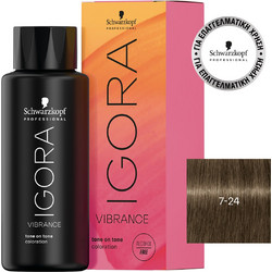 Schwarzkopf Igora Vibrance 7-24 Ξανθό Μεσαίο Φυμέ Μπεζ Ημιμόνιμη Βαφή Μαλλιών Χωρίς Αμμωνία 60ml