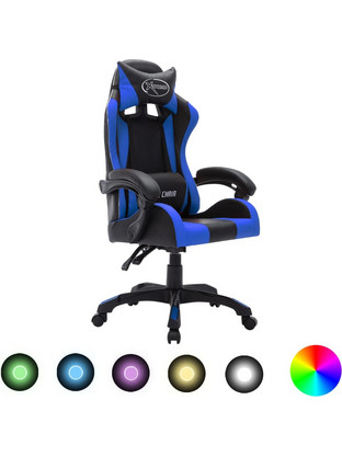 vidaXL Καρέκλα Gaming Δερματίνης με Υποπόδιο Μπλε 287996