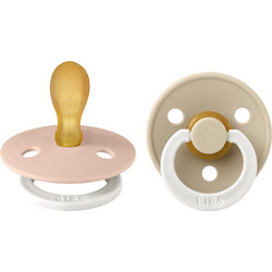 BIBS Colour Glow Symmetrical Πιπίλες Καουτσούκ Νυκτός 0m+ Blush Vanilla 2τμχ
