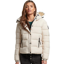 Superdry Γυναικείο Μπουφάν Χειμωνιάτικο Puffer Κοντό Εκρού W5011569A-1KI