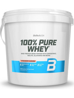 Biotech USA 100% Pure Whey Strawberry Πρωτεΐνη Ορού Γάλακτος Γράμμωσης Χωρίς Γλουτένη 4kg
