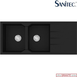 Sanitec Ultra Granite 800 Επικαθήμενος Νεροχύτης Γρανίτη Αντιστρεφόμενος Ματ Nero 116x50cm