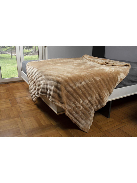 ΚΟΥΒΕΡΤΑ Coral Fleece Ριγέ 220X240 300gsm 12 Beige 100% Polyester