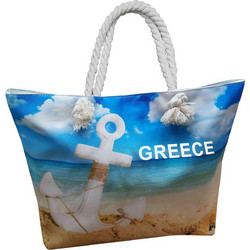 SUMMERtiempo Greece 622761 Υφασμάτινη Τσάντα Θαλάσσης Ώμου Μπλε