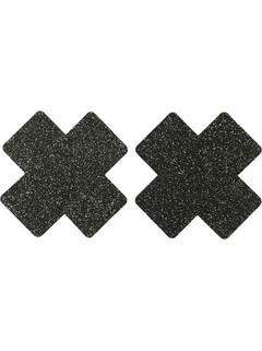 Black Glitter Cross Nipple Cover