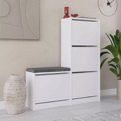 Megapap Dude Παπουτσοθήκη Ξύλινη Λευκή 104.8x26x118cm GP037-0188,1