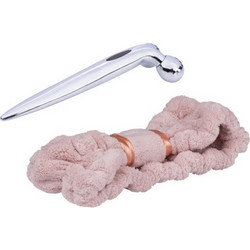 Face roller για μασάζ προσώπου και κορδέλα μαλλιών σε ροζ χρώμα, 14.5x4.7x3.5cm - Touch of Beauty