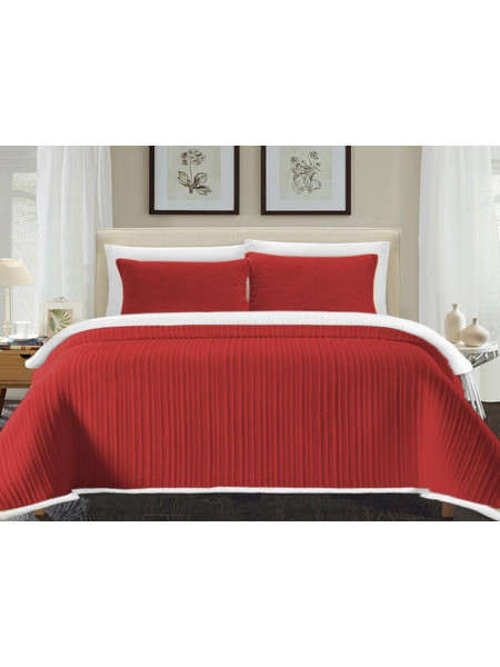 Κουβέρτα Μονή Super Soft Sherpa Stripes Γαρύφαλλο 160x220 - Κόκκινο