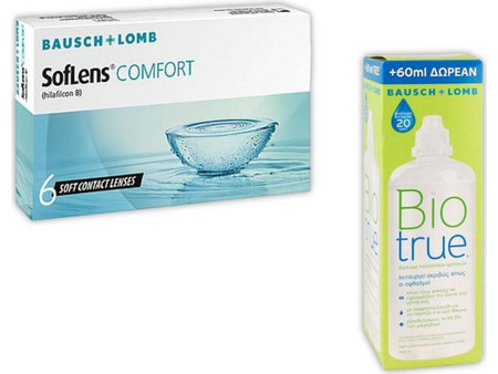 Bausch & Lomb Soflens Comfort Μηνιαίοι Φακοί Επαφής 6τμχ + 1 Υγρό Biotrue 360ml