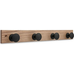 Κρεμάστρα Ξύλινη Nordic Ash Wood Με 4 Άγκιστρα Μαύρα 60x488x55mm Inofix 3744-3
