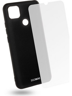 EGOBOO backcover for Xiaomi Redmi 9C, Black + Tempered Glass