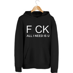 Sol's Ανδρικό Φούτερ με Κουκούλα με Σχέδιο «F Ck All I Need Is U» Μαύρο HOOD904