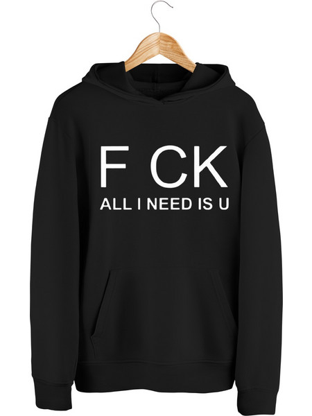 Sol's Ανδρικό Φούτερ με Κουκούλα με Σχέδιο «F Ck All I Need Is U» Μαύρο HOOD904