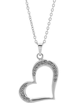 Ατσάλινο κολιέ καρδιά με κρύσταλλα Swarovski (J1045)