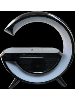 Επιτραπέζιο επαναφορτιζόμενο RGB φωτιστικό LED BLUETOOTH σε μαύρο χρώμα με ενσωματωμένο ηχείο και ψηφιακό ρολόι - BT-3401-BL