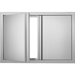 VEVOR BBQ Access Door, 710x482 mm Διπλή Πόρτα Εξωτερικής Κουζίνας, Πόρτα από ανοξείδωτο ατσάλι Flush Mount, Επιτοίχια Κατακόρυφη Πόρτα με Χειρολαβές, για BBQ Island, Ψητοπωλείο, Εξωτερικό ντουλάπι