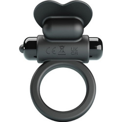 Pretty Love Debonaire Rabbit Vibrating Ring Ελαστικό Δαχτυλίδι Πέους Σιλικόνης με Δόνηση Μαύρο