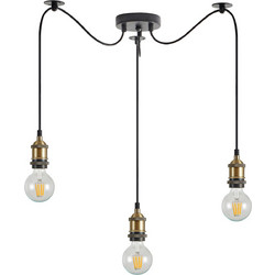 Home Lighting Magnum Κρεμαστό Φωτιστικό Οροφής Τρίφωτο E27 Μαύρο SE21-BR-10-BL3 77-8690