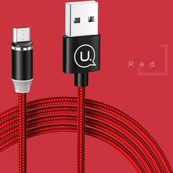 USAMS Καλώδιο μαγνητικό U-Sure microUSB 1m 2.1A πλεκτό κόκκινο/red SJ294USB02 (US-SJ294)