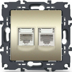 Πρίζα Δικτύου & Τηλεφώνου Χωνευτή Prime 1000113404 1xRJ11 CAT3/1xRJ45 CAT6 UTP Champagne Aca
