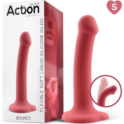 IntoYou Action Bouncy Small Dildo με Βεντούζα 16.5cm Burgundy