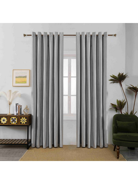 Κουρτίνα Σκίασης Ζακάρ Γκρι Με Κρίκους 270x255cm 8035-3