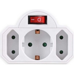 ΑΝΤΑΠΤΟΡΑΣ ΡΕΥΜΑΤΟΣ POWERTECH PT-826 (ΠΡΙΖΑ) 3x schuko, 2x euro, 16A, λευκός
