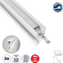 GloboStar(R) SURFACE-PROFILE 70858-3M Προφίλ Αλουμινίου - Βάση & Ψύκτρα Ταινίας LED με Λευκό Γαλακτερό Κάλυμμα - Επιφανειακή Χρήση Δημιουργίας Κρυφού Φωτισμού - Πατητό Κάλυμμα - Λευκό - 3 Μέτρα - Πακέ