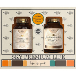Sky Premium Life Vitamin D3 2500iu 60s + Vitamin C 500mg 60 Ταμπλέτες