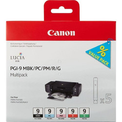 Canon PGI-9 MBK/PC/PM/R/G Πακέτο 5 Μελανιών Εκτυπωτή Inkjet 1033B013