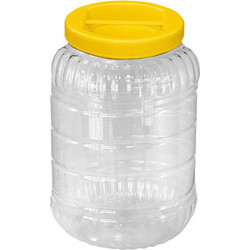 Βάζα Pet Πλαστικά Διάφανα 5Lt Συσκευασία 36Τμχ με Βιδωτό Κίτρινο Καπάκι
