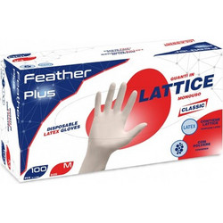 Reflexx Feather Plus Γάντια Λάτεξ με Πούδρα Λευκά 100τμχ