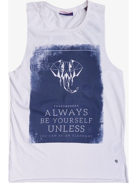FUNKY BUDDHA Women Elephant Tank Top - WHT - FBL73-4116-WHT