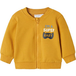 Ζακέτα φούτερ βρεφικό αγόρι I'm a super baby ώχρα