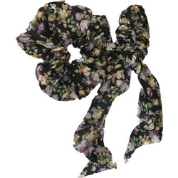 Scrunchie Μαύρο Με Τριαντάφυλλα 2τμχ