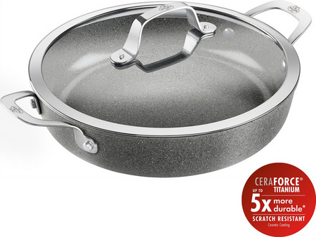 Ballarini Salina Granitium Titanium SG42.1005130 Σωτέζα Αλουμινίου Αντικολλητική Επίστρωση Πέτρας με Καπάκι 28cm