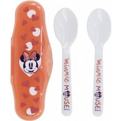 Stor Minnie Mouse Σετ Βρεφικά Κουτάλια με Θήκη 10m+ Λευκά 2τμχ 13166