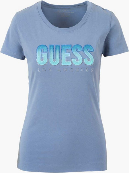Guess Γυναικεία Μπλούζα Βαμβακερή με Τιράντες Καρό Μπλέ Ανοιχτό W5GI14J1314-A70Q