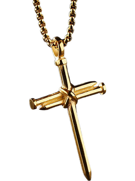 Ghetto Nail Cross Necklace Gold