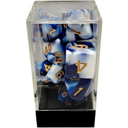 Κάισσα - Dual Blue-White/Gold Polyhedral 7-Die Set