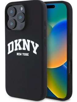 DKNY Liquid Silicone Arch Logo MagSafe Case for iPhone 16 Pro Max Black