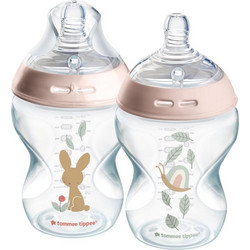 Tommee Tippee Closer To Nature Σετ Πλαστικά Μπιμπερό με Θηλή Σιλικόνης κατά των Κολικών 0m+ Pink 2x260ml